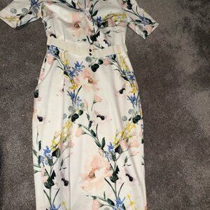 Ted Baker Cream Floral Pencil Dress
